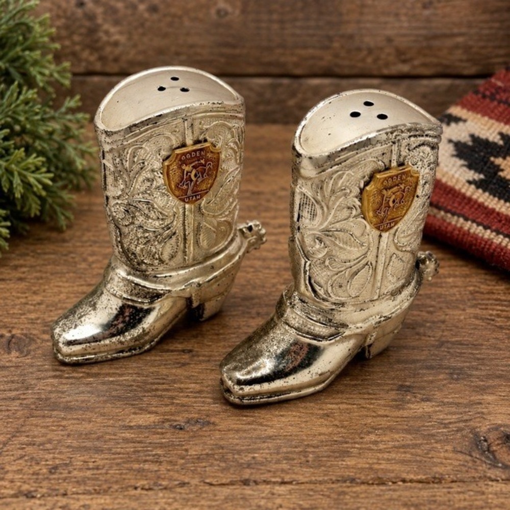 Vintage Ogden Utah Cowboy Boot Salt Pepper Shakers Japan Western Souvenir